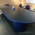10 FT  Racetrack Boardroom Table Grey with Blue Trim